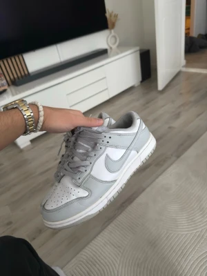 Nike Dunk Low i grått och vitt - Nike Dunk Low sneakers i stilren färgkombination av ljusgrått och vitt. 