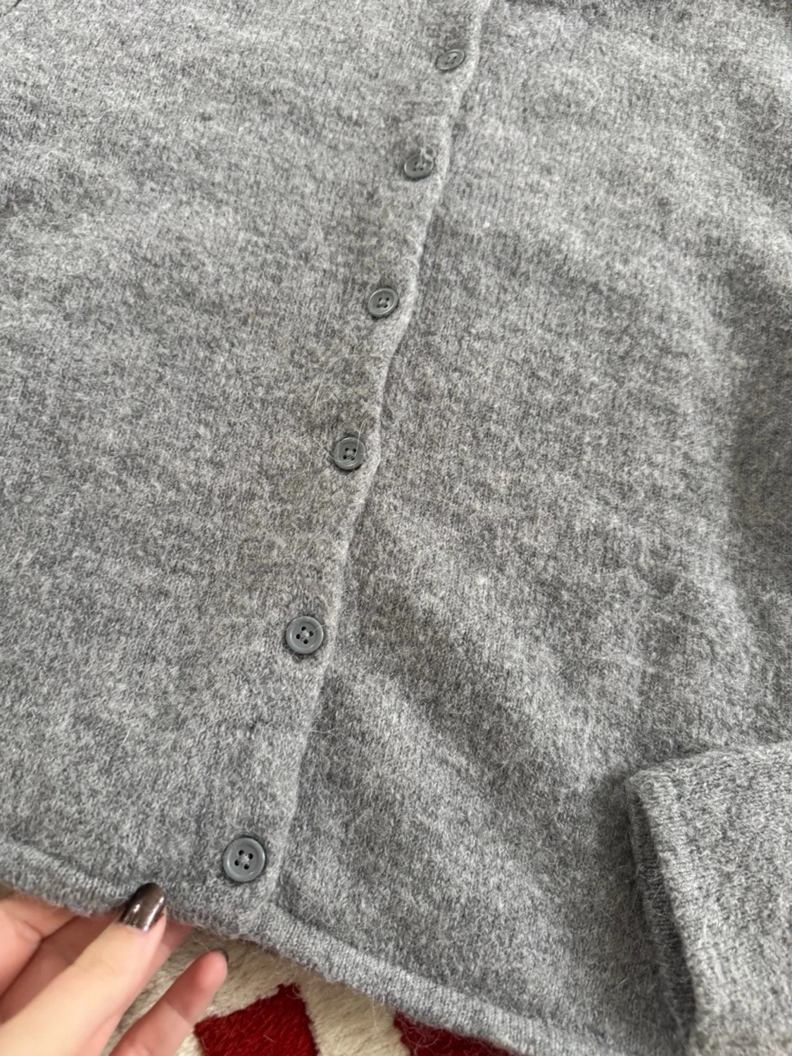 Grå basic kofta med knappar - 1