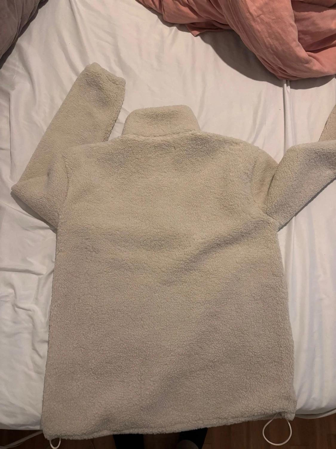 Beige teddyjacka med dragkedja - 1