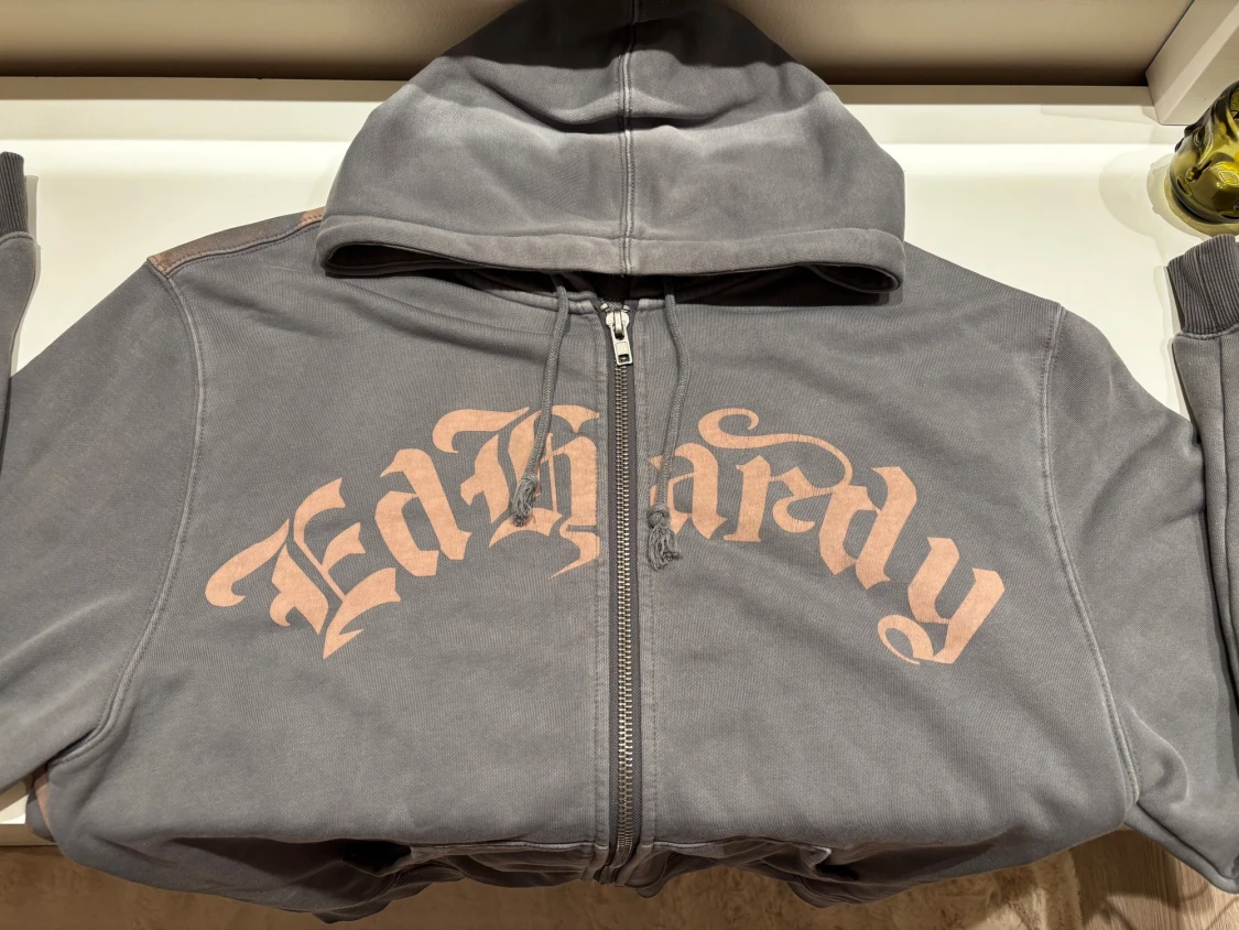 Ed Hardy grå hoodie med tryck - 1