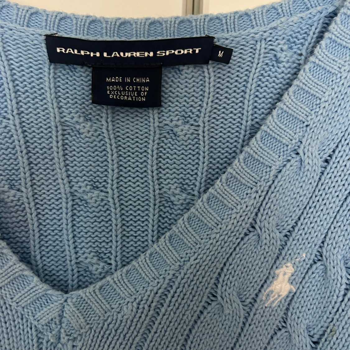 Ljusblå kabelstickad tröja Ralph Lauren - 2