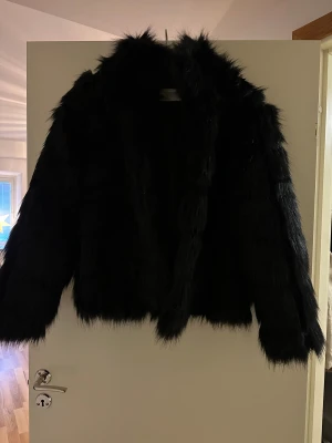 Svart pälsjacka från NLY Trend - Säljer en svart fluffig pälsjacka från NLY Trend i storlek 36. Använd endast en gång.