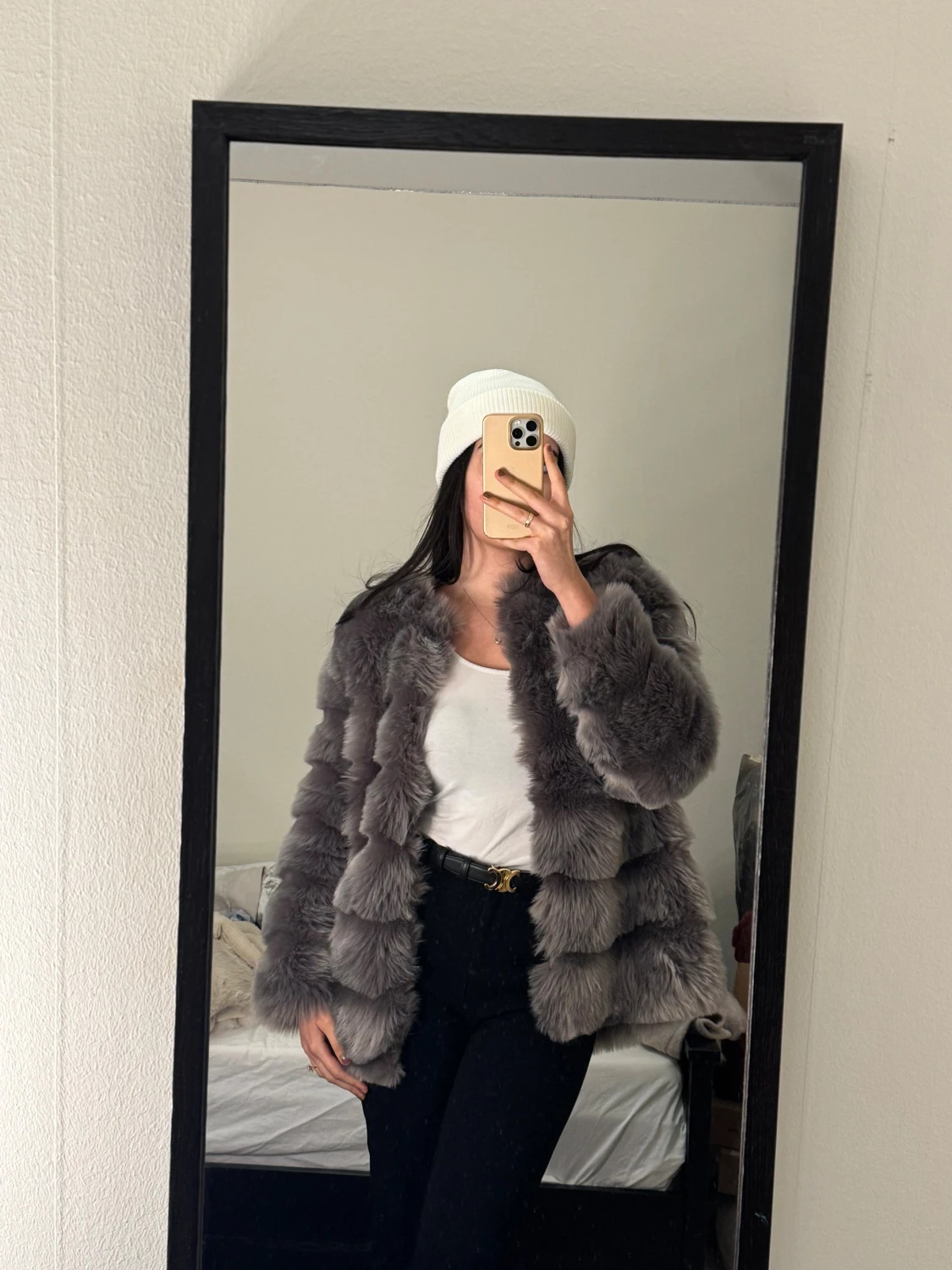 Grå pälsjacka från ICHI XS/S