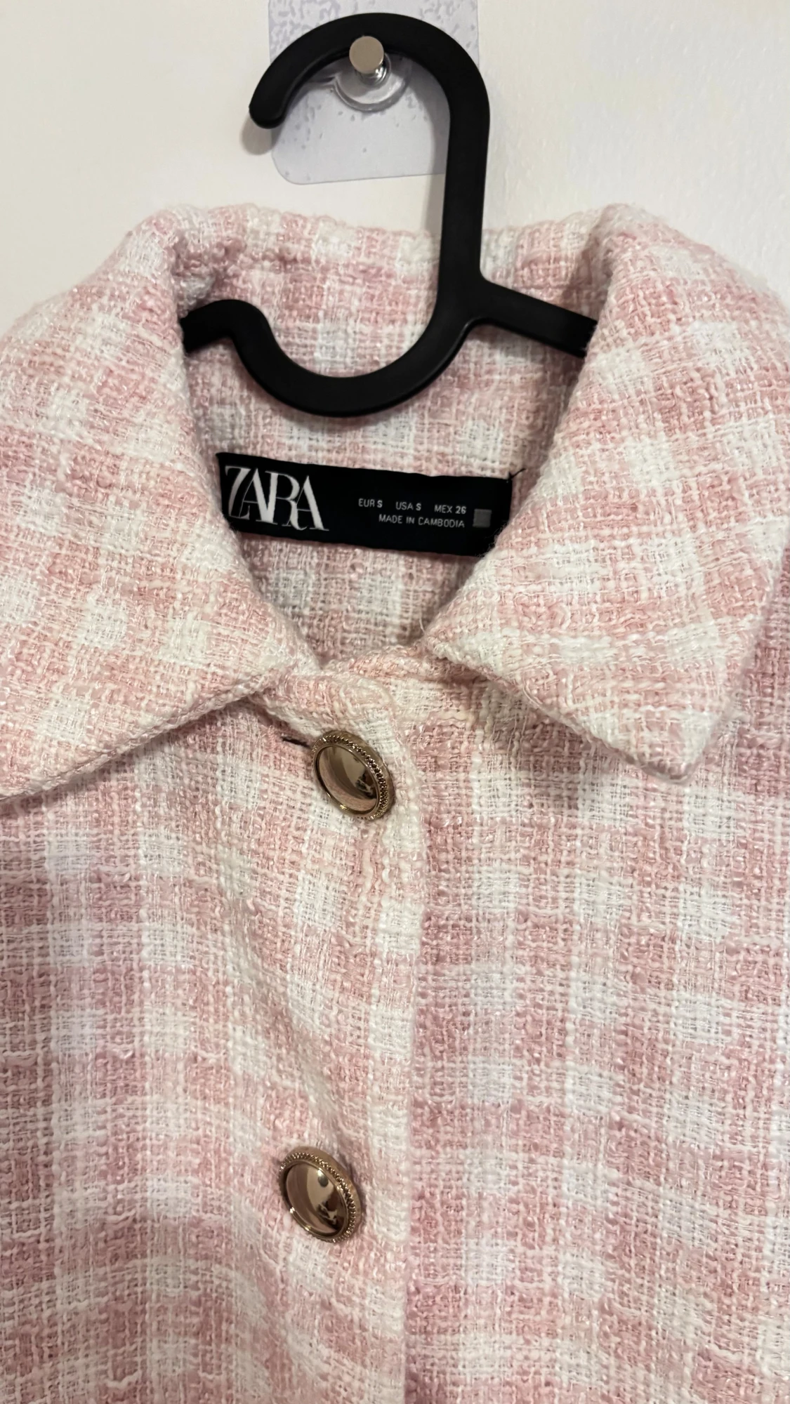 Rutig rosa kavajjacka från Zara - 1