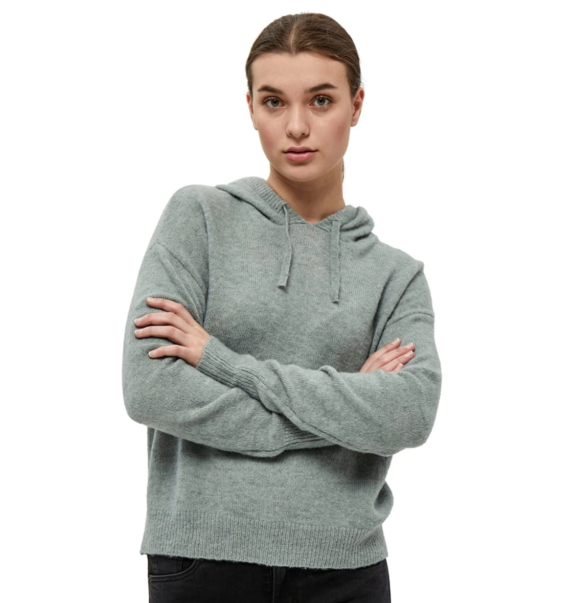 stickad hoodie med huva