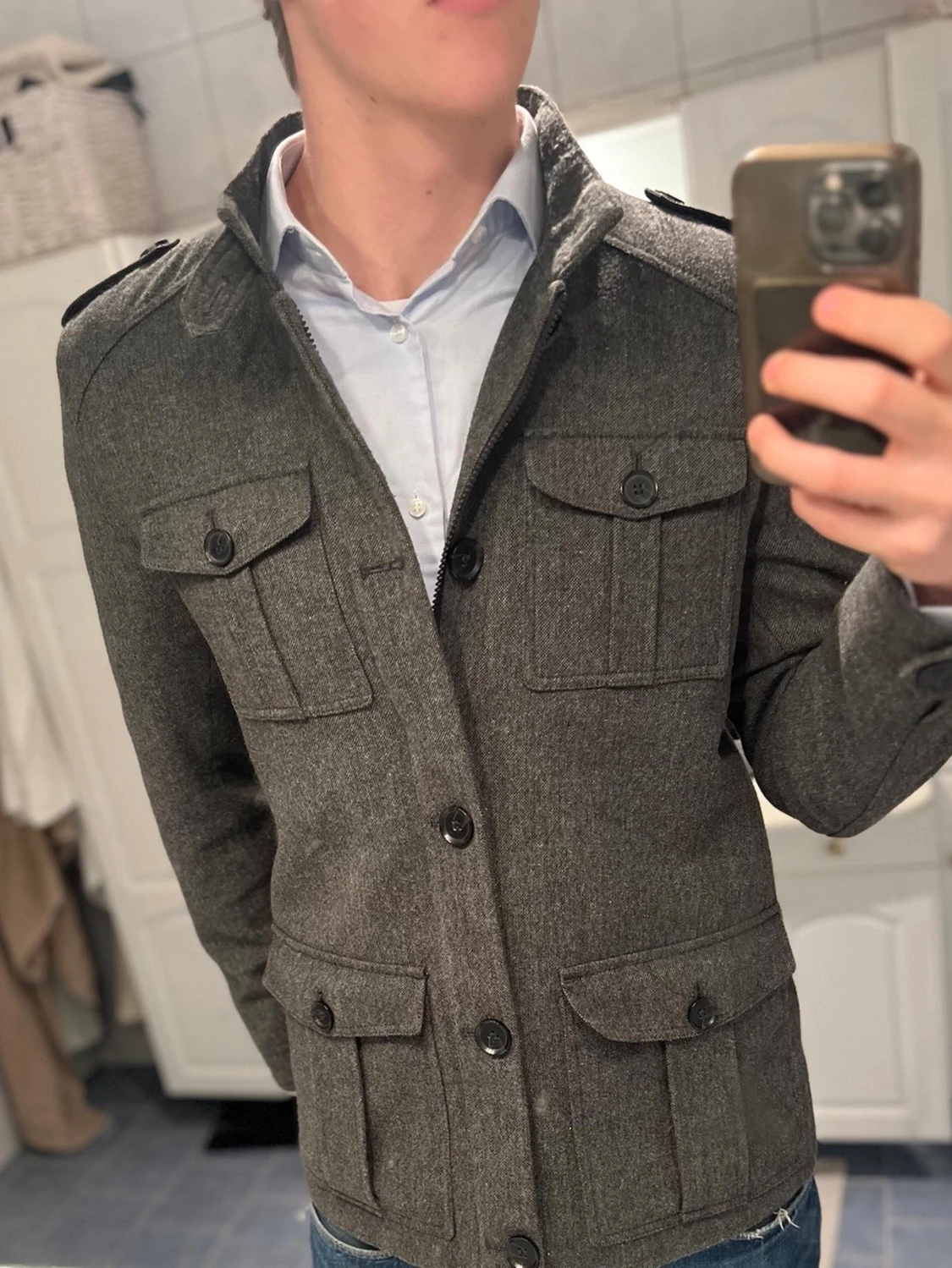 Grå peacoat/overshirt från Peacocks