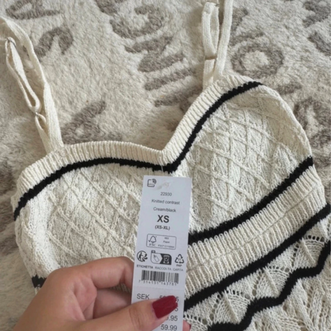 Vit stickad långklänning XS - 2