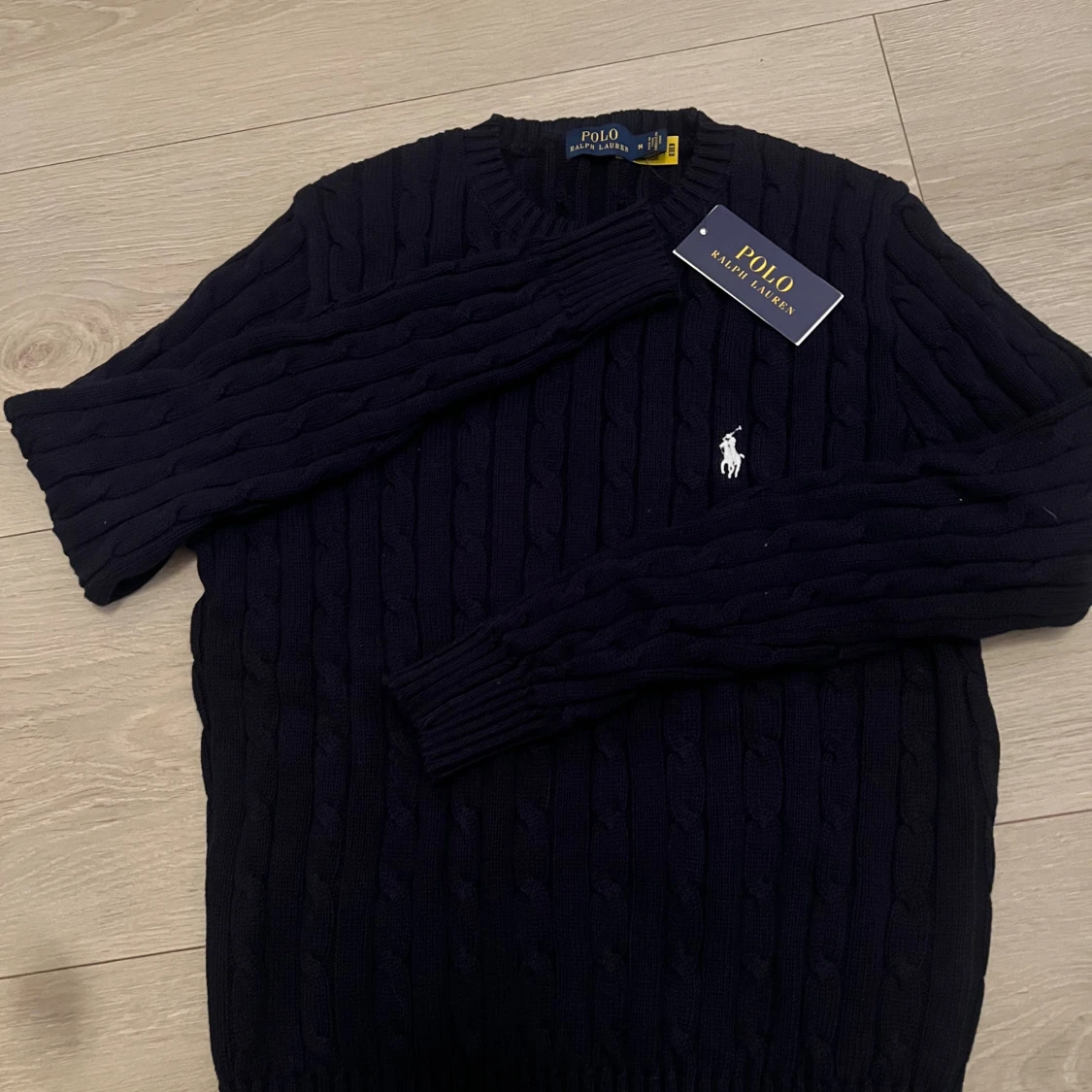 Mörkblå stickad tröja Polo Ralph Lauren