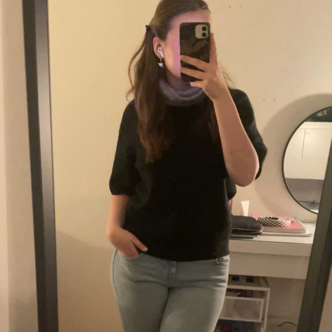 Kortärmad stickad tröja  - 2