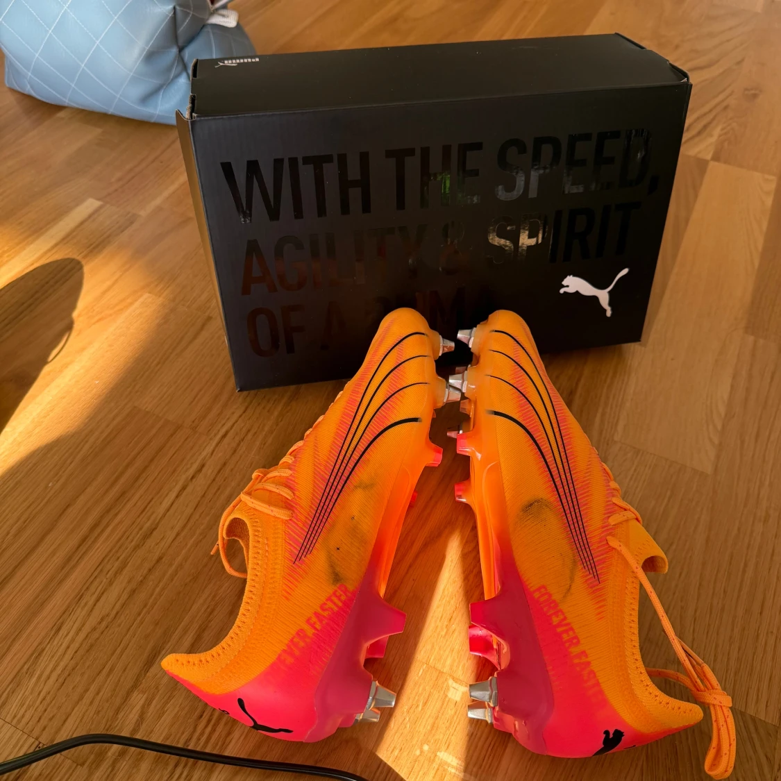 Puma orange fotbollsskor med dobbar - 3