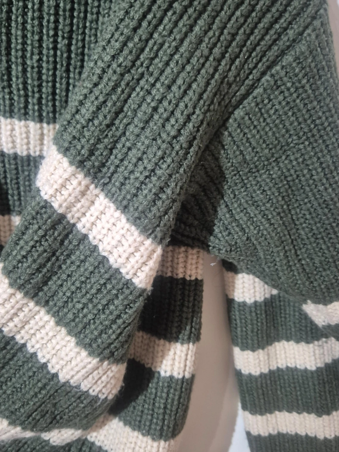 Grön och beige randig kofta VRS XL - 5