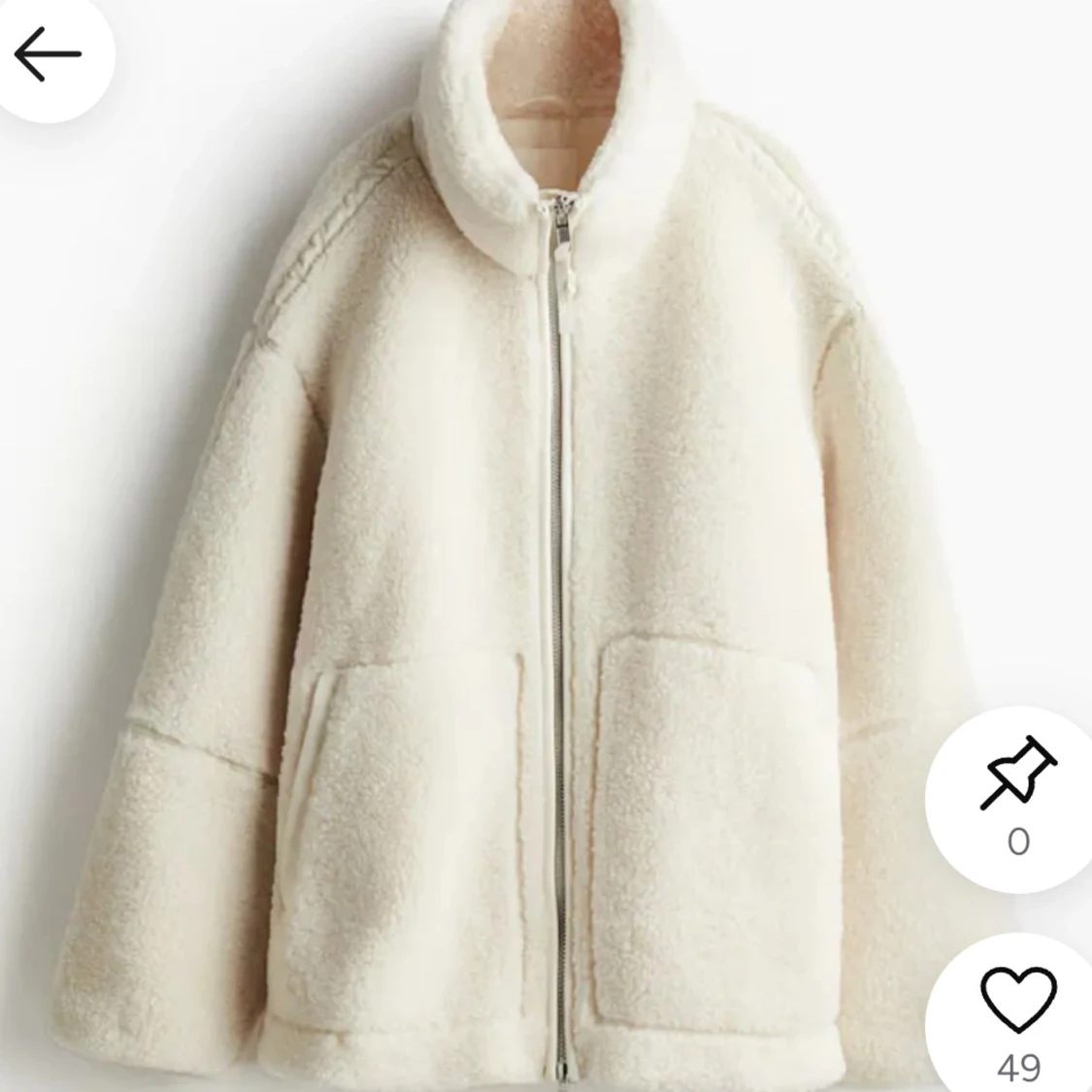 Beige teddyjacka med dragkedja - 1