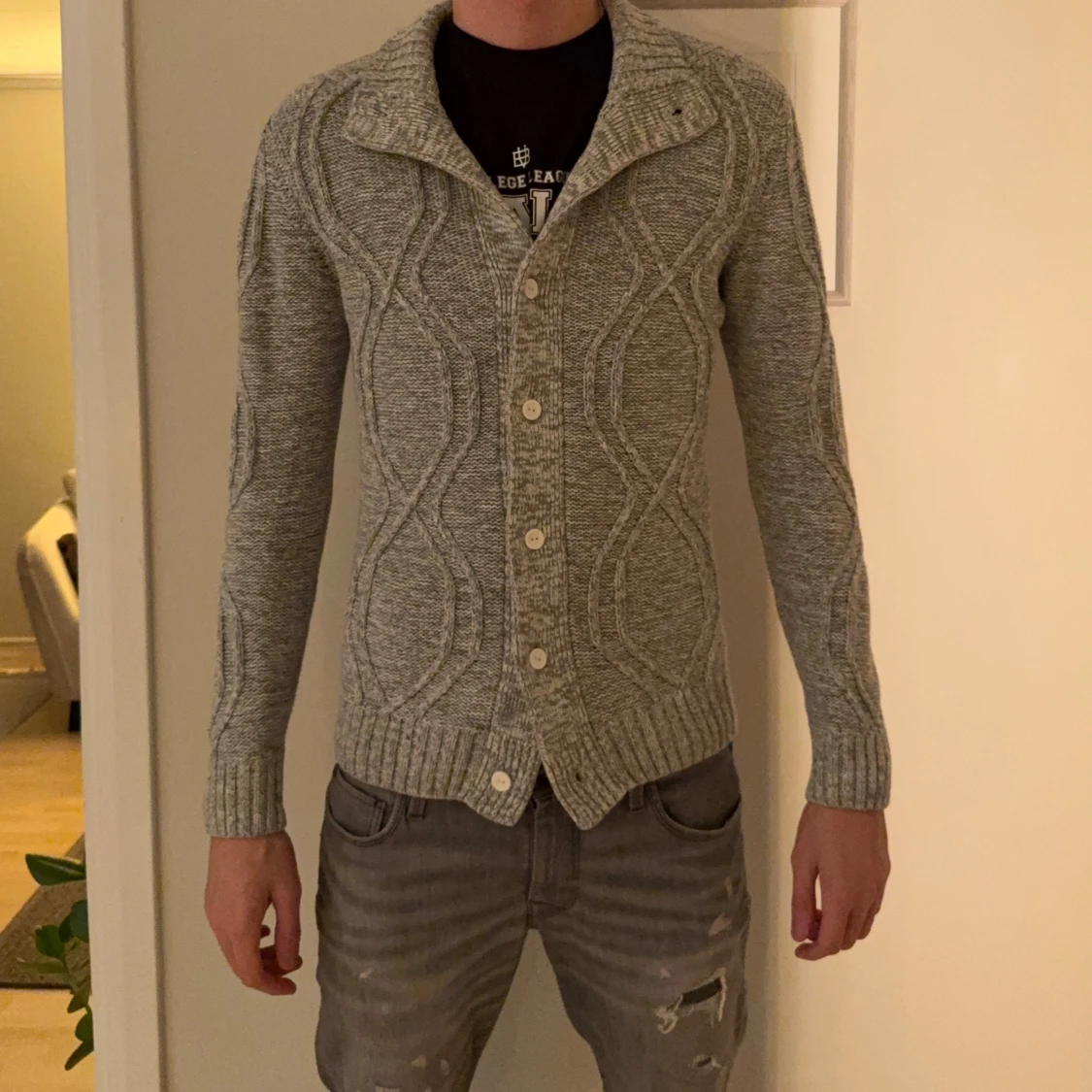 Grå stickad kofta från Soul Jeans - 1