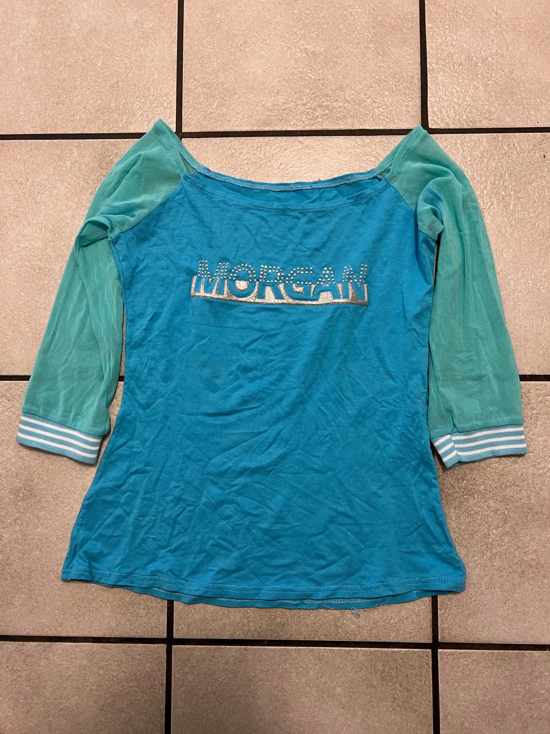 Turkos långärmad Morgan topp storlek Xs/S