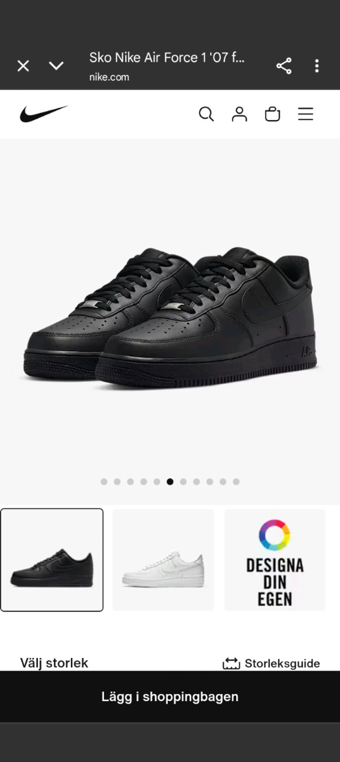 Nike Air Force 1 '07 helsvarta sneakers