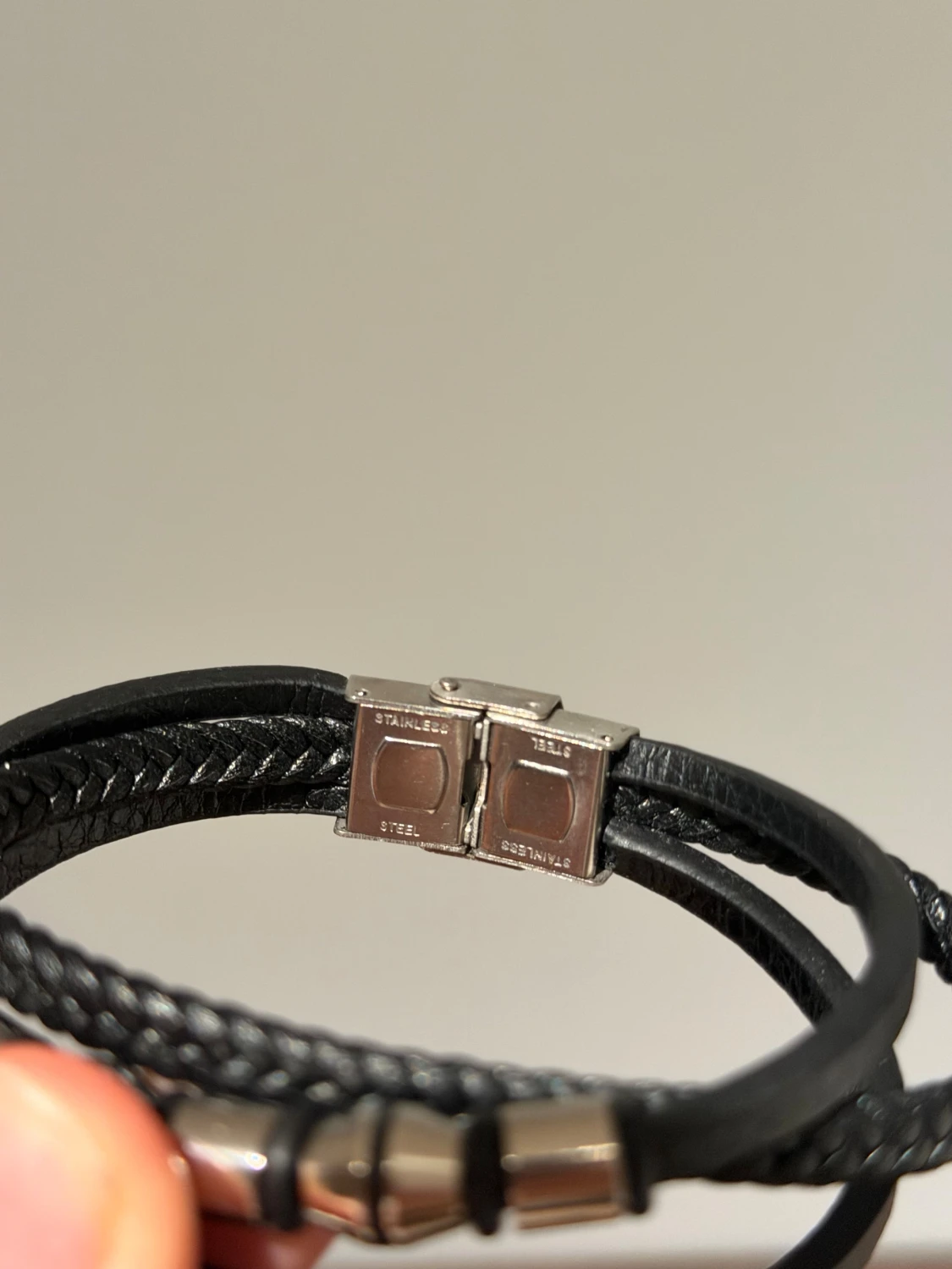 Svart armband Giorgio Armani läder & stål - 3