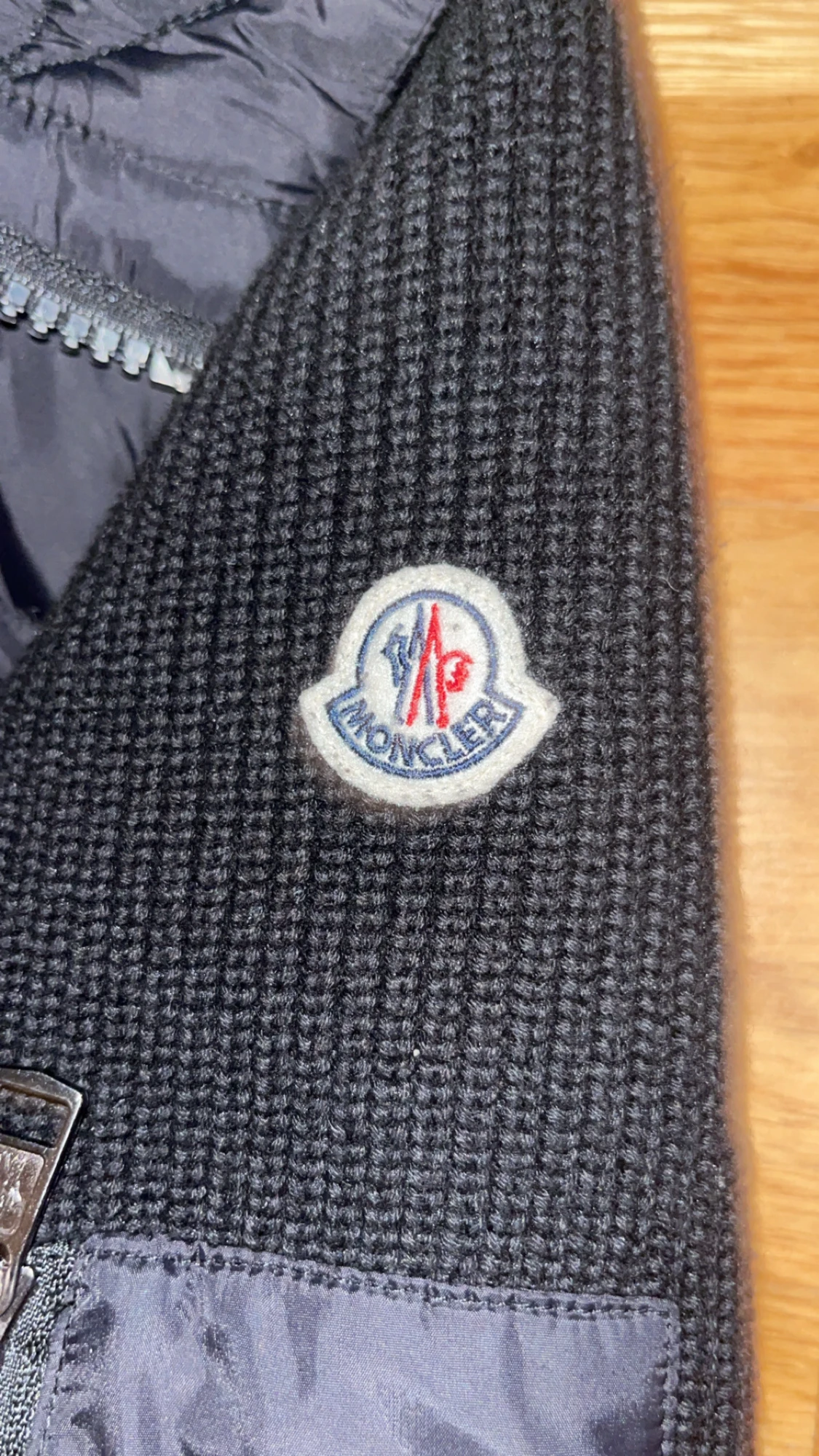 Svart Moncler cardigan dunjacka med huva - 5