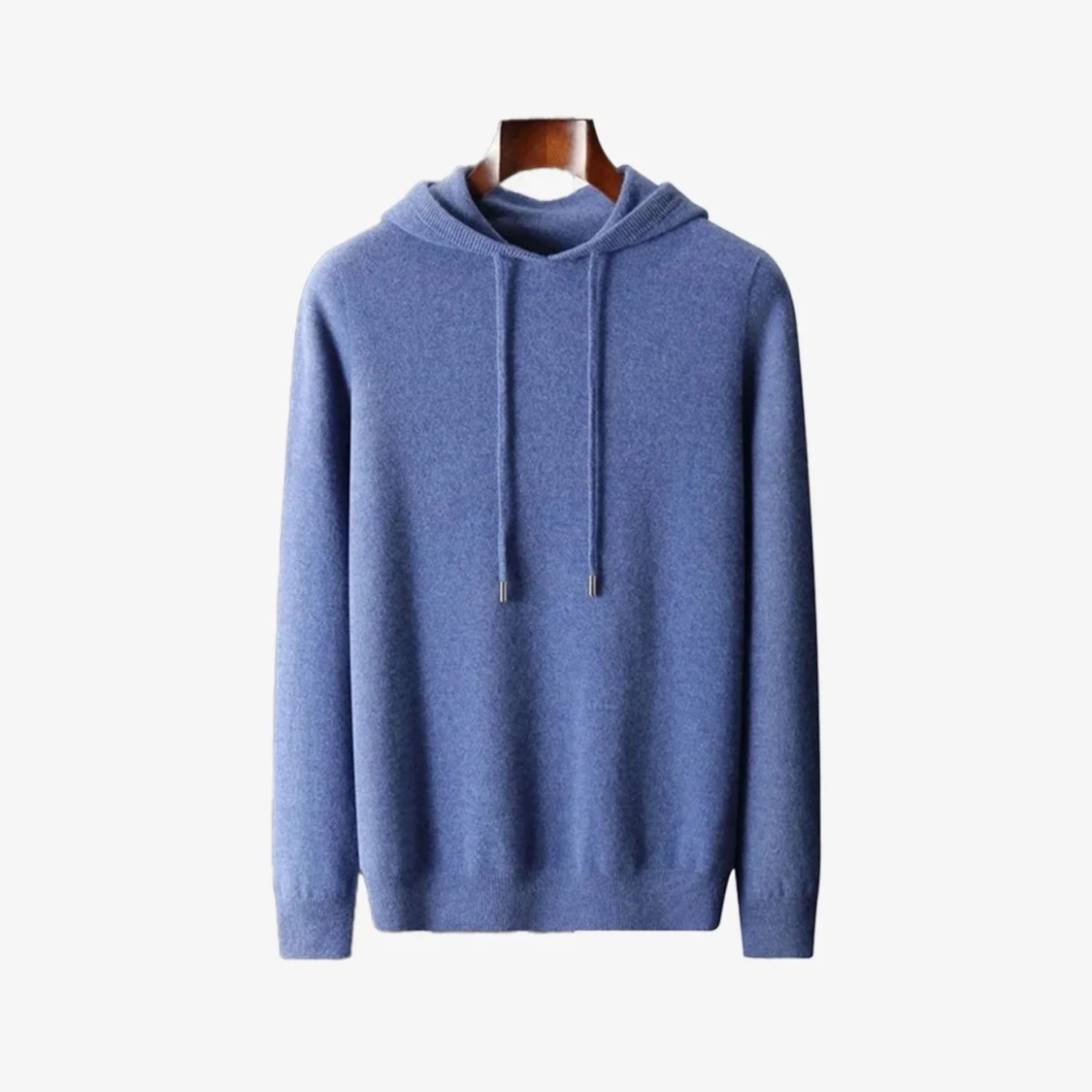 Blå merinuel hoodie 