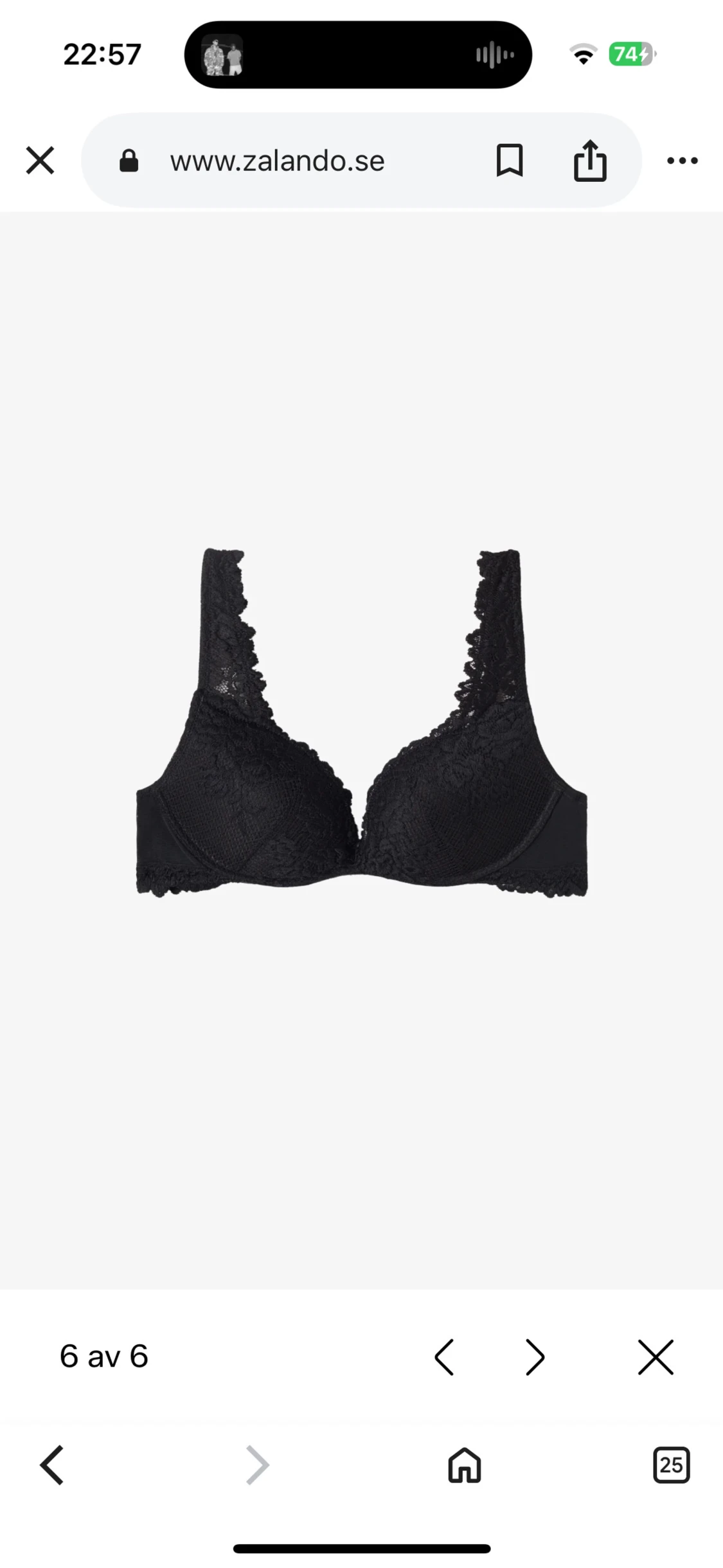 Svart spets-bh med vaddering - 4