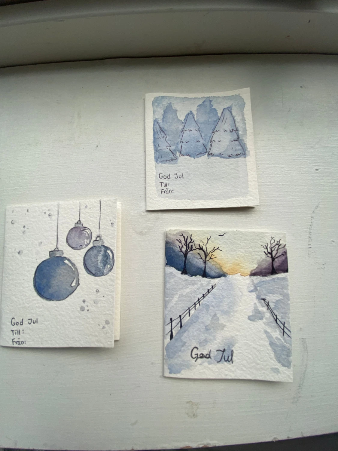 Handmålade julkort (3 set) - 1