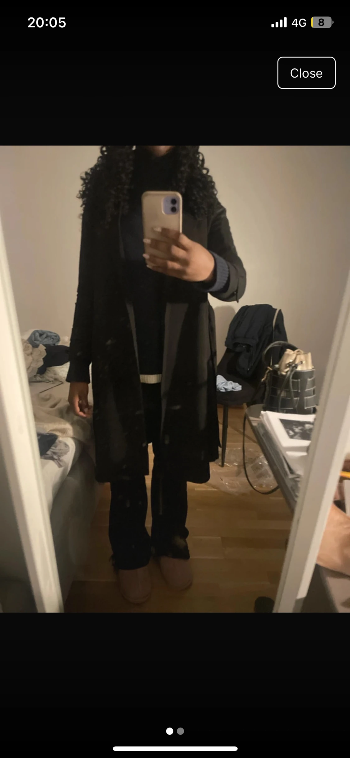 Svart lång kappa med bälte