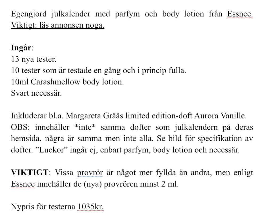 Essnce julkalender/parfymprovset - 6