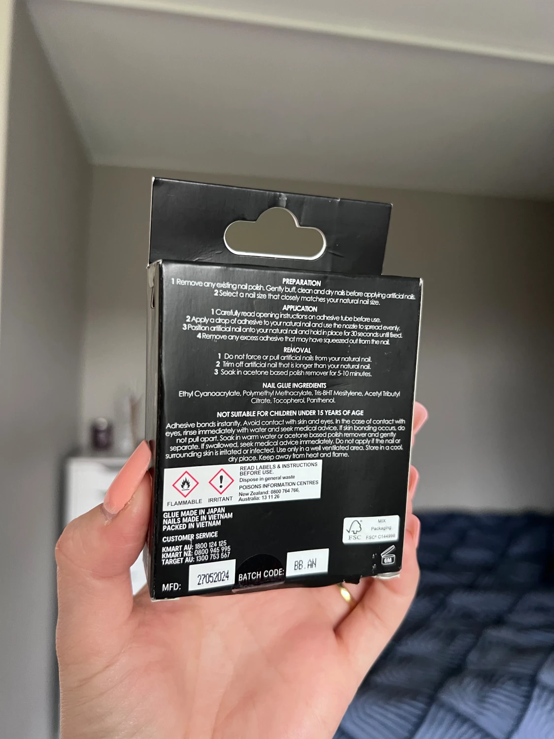 ’Squarelettoo’ Rosa glitter-lösnaglar (oöppnad) - 1