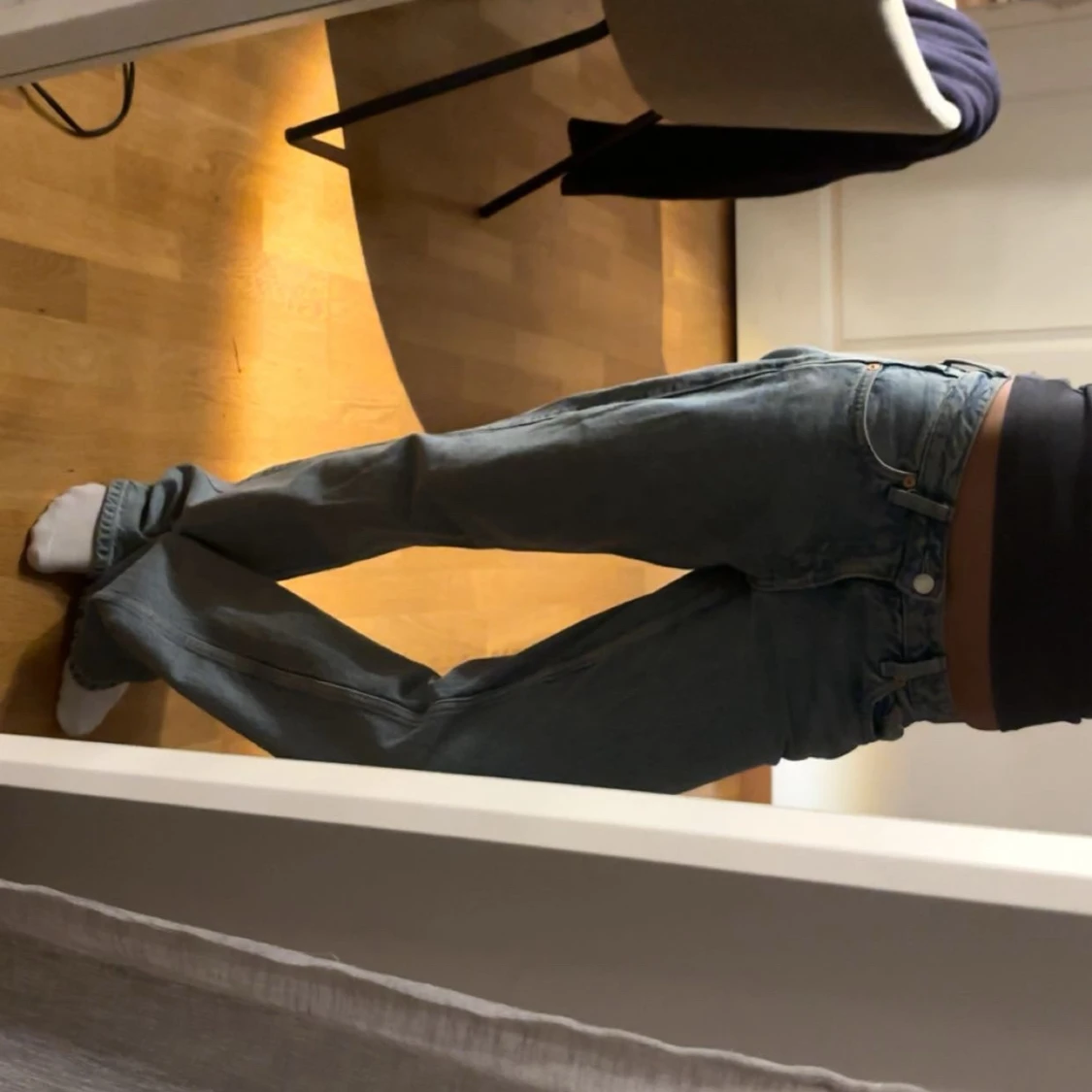 Blå baggy lowaist Jeans