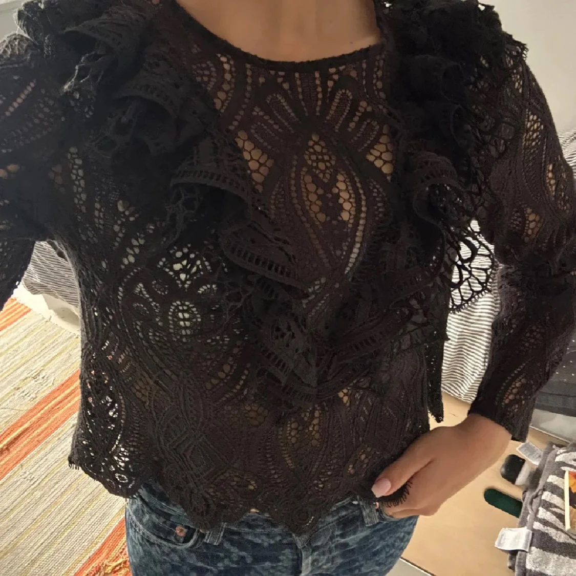 Svart spetsblus från Zara