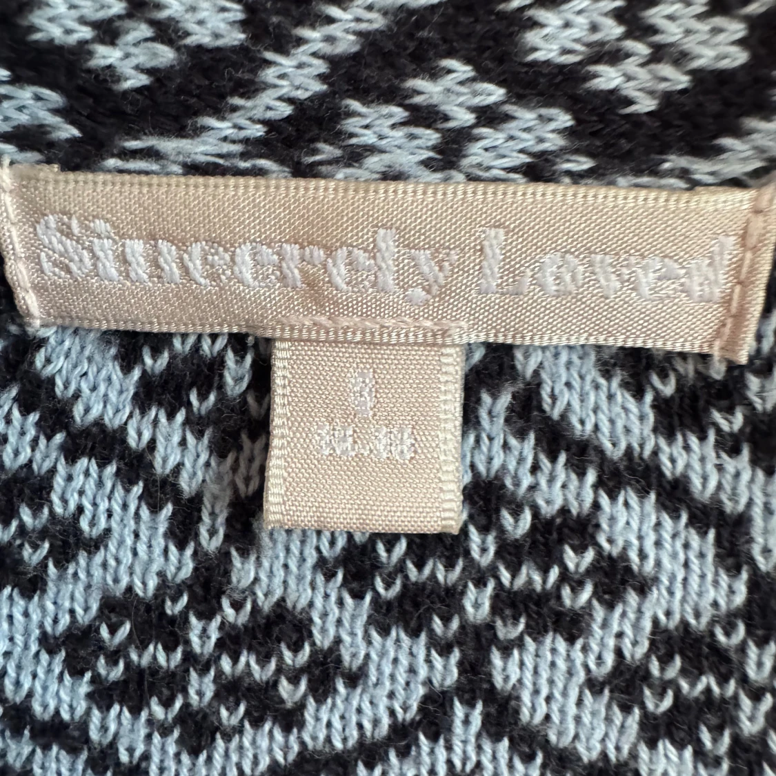 Mönstrad marin/ljusblå kavaj-kofta i bomull  - 4