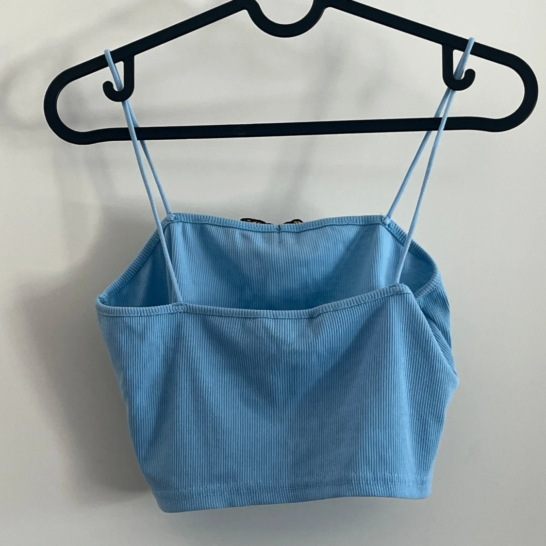 Ljusblå ribbad linne-topp  - 1