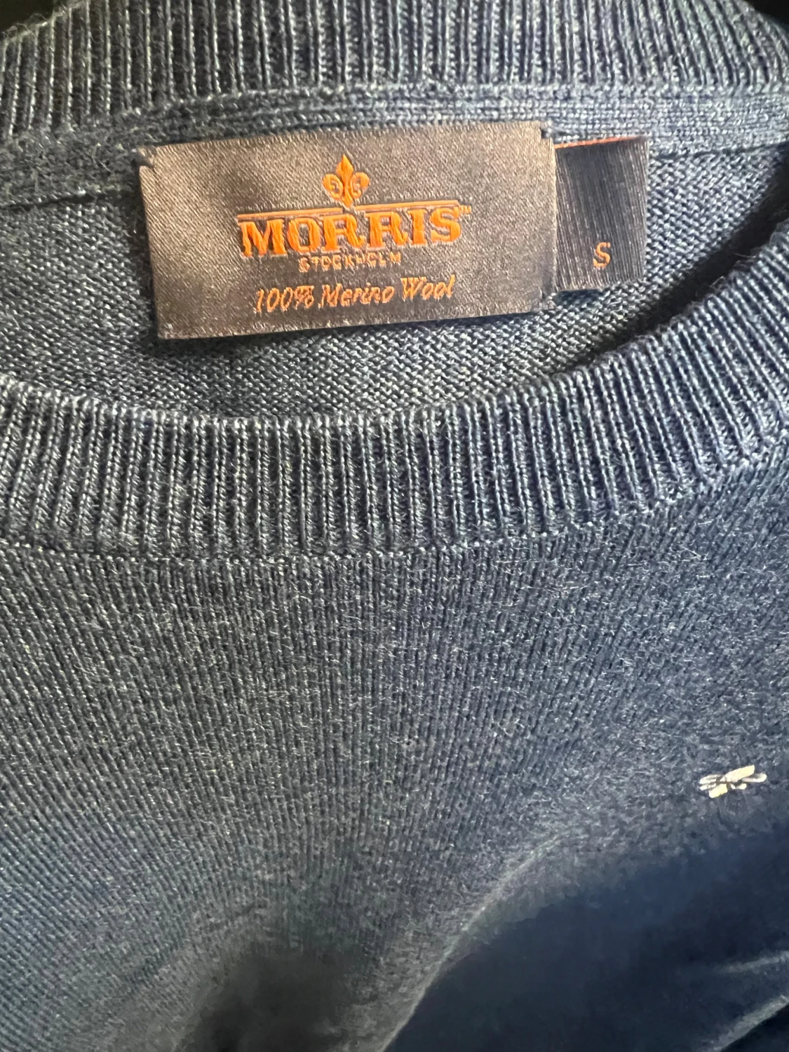 Morris 100% merinoull tröja blå  - 2