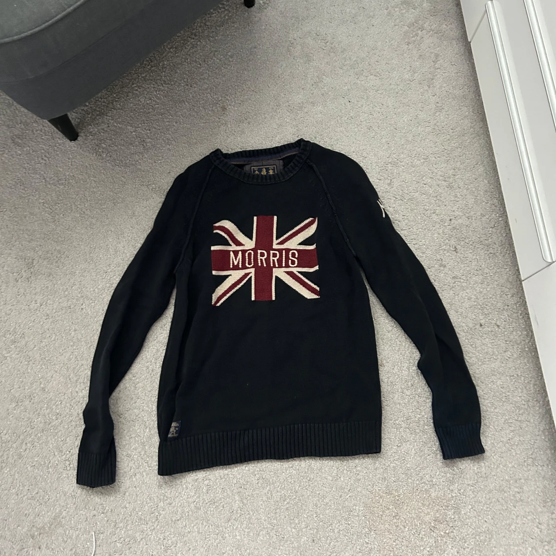 Svart stickad tröja Morris Union Jack - 1