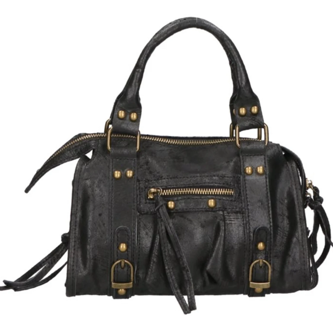 Svart handväska med gulddetaljer - 1