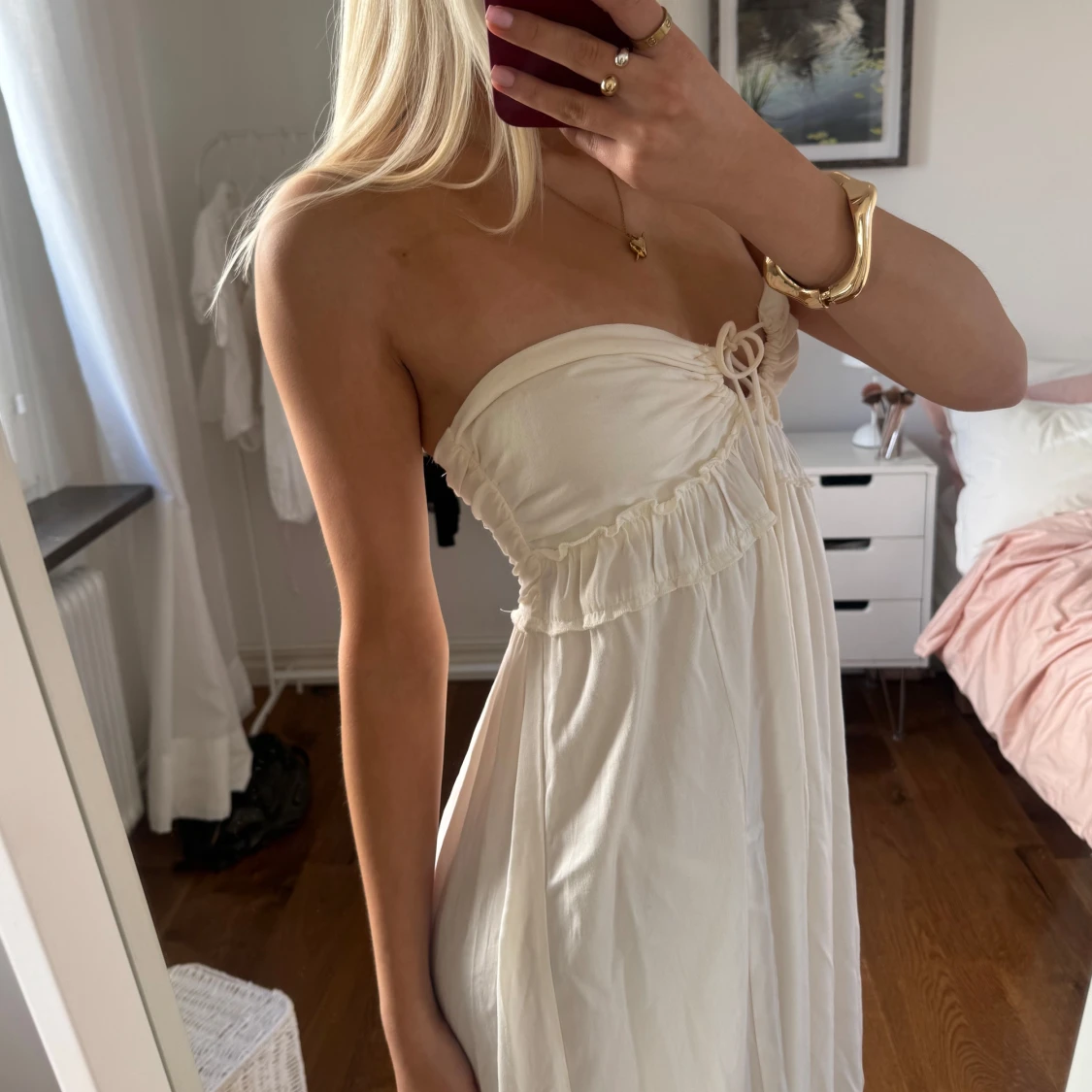 Vit långklänning med snörning - 1