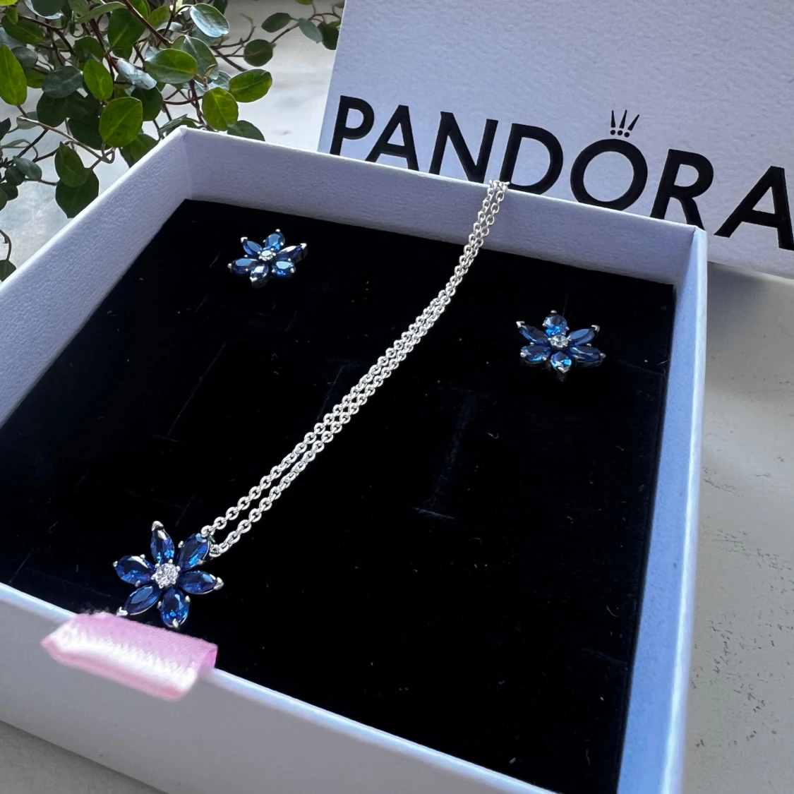 Pandora silverblå blomset smyckeset - 1