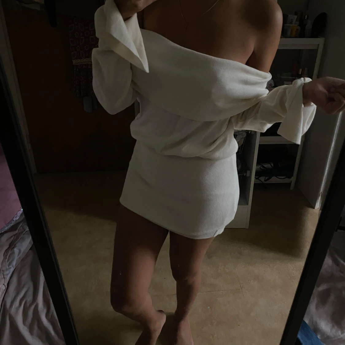 Vit offshoulder kort klänning - 1