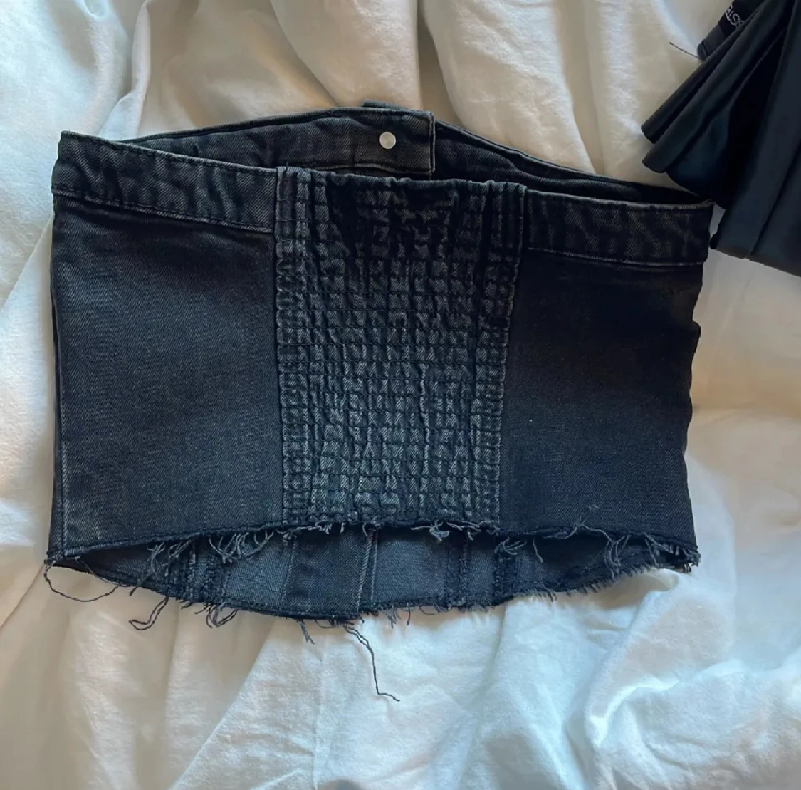 Svart denim bustier topp med knappar - 1
