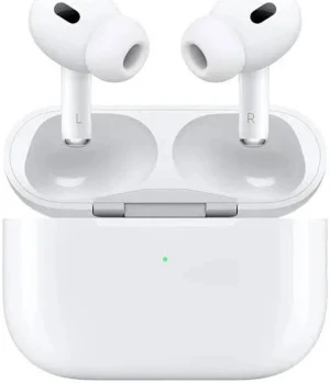 AirPods Pro - Apple AirPods Pro med aktiv brusreducering och trådlöst laddningsetui. Snyggt vitt utförande, silikonproppar för bättre passform och ljudisolering. Produkten ser ut att vara i  gott skick utan synligt slitage eller repor. Medföljer box.