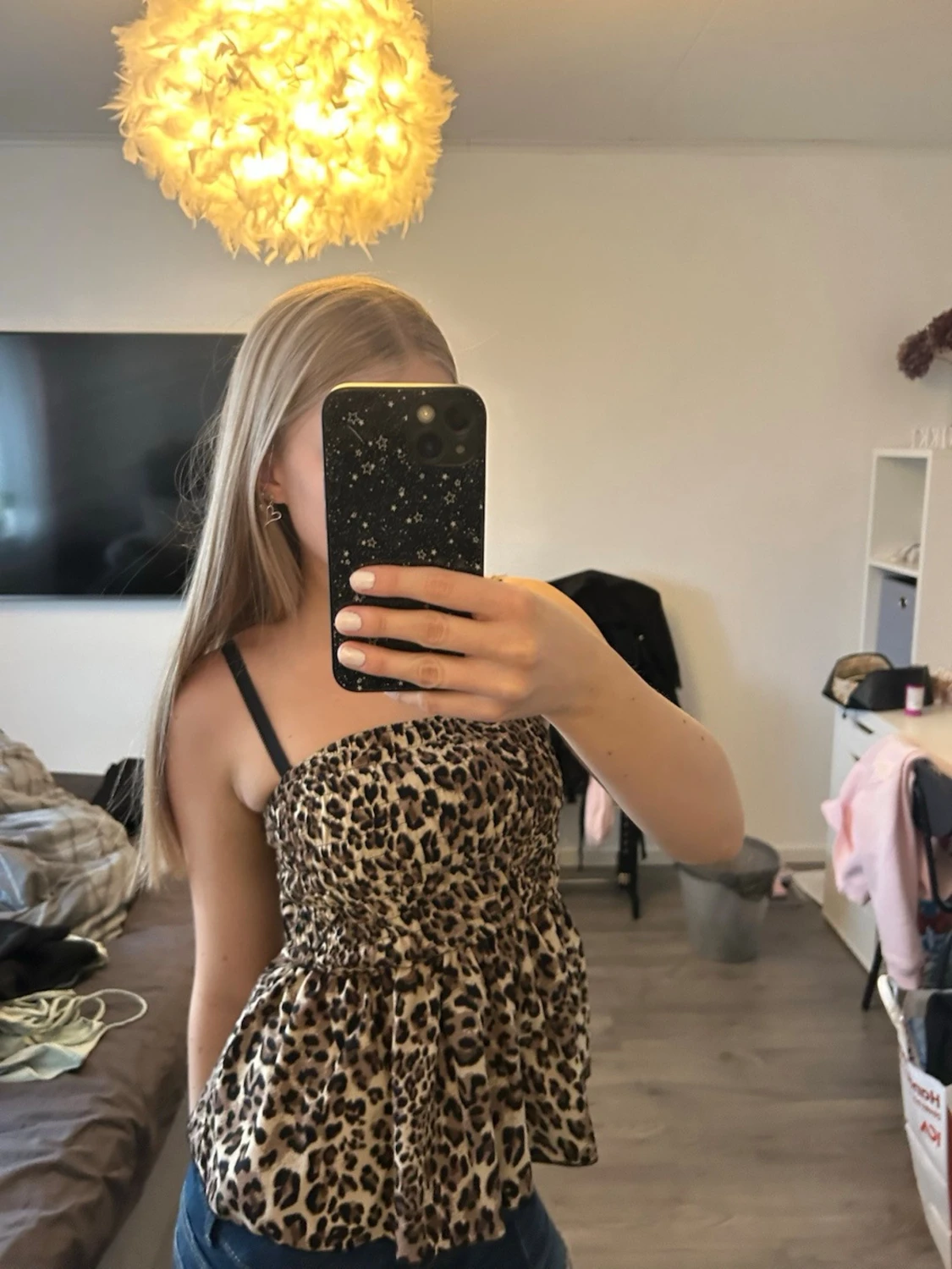 Leopardmönstrad ärmlös topp
