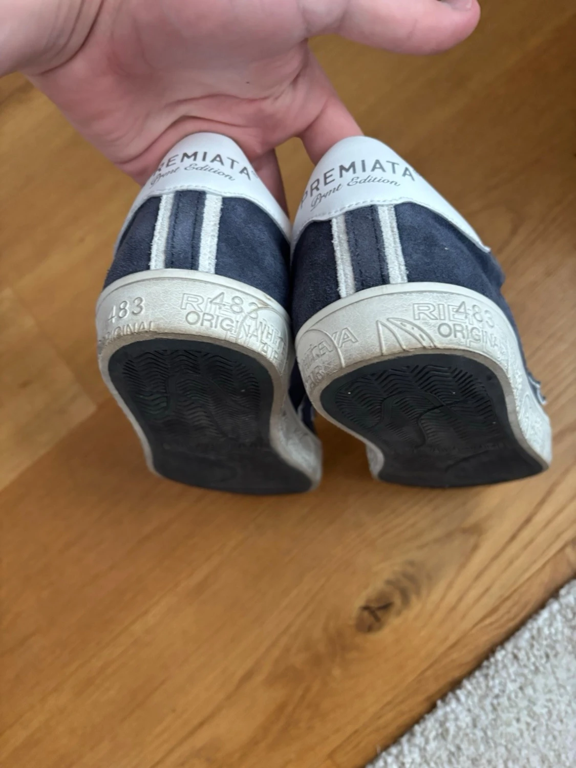 Premiata mörkblå sneakers i mocka - 3