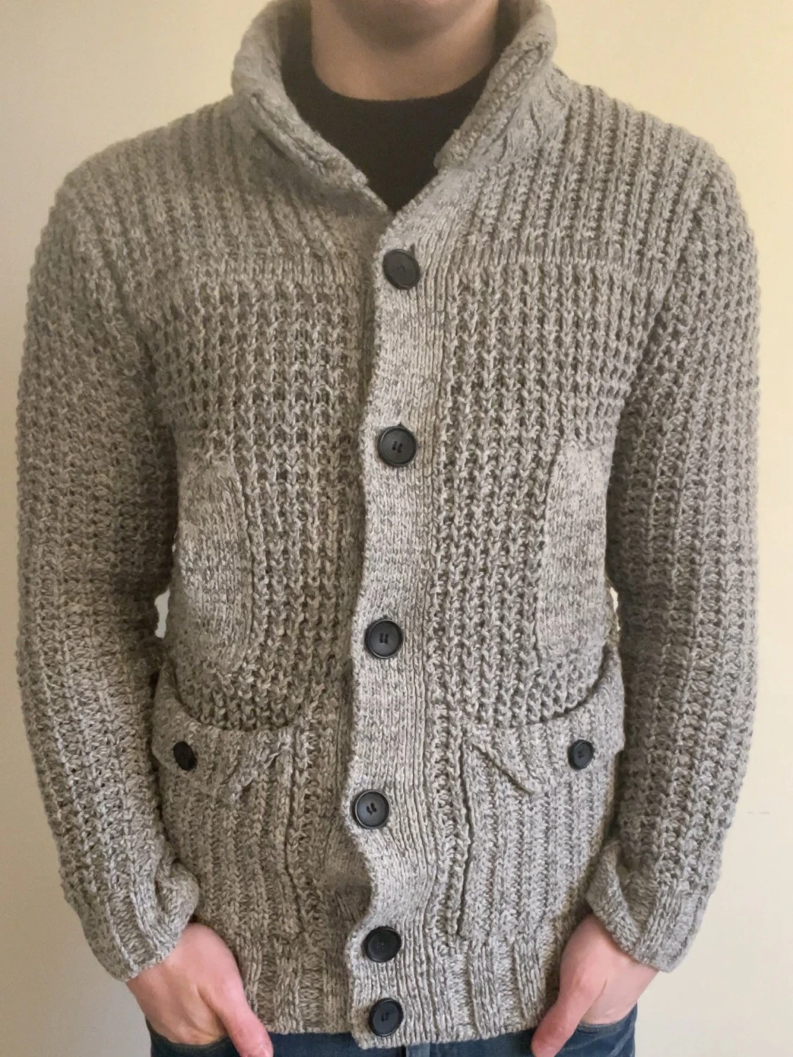 Grå stickad cardigan - 1