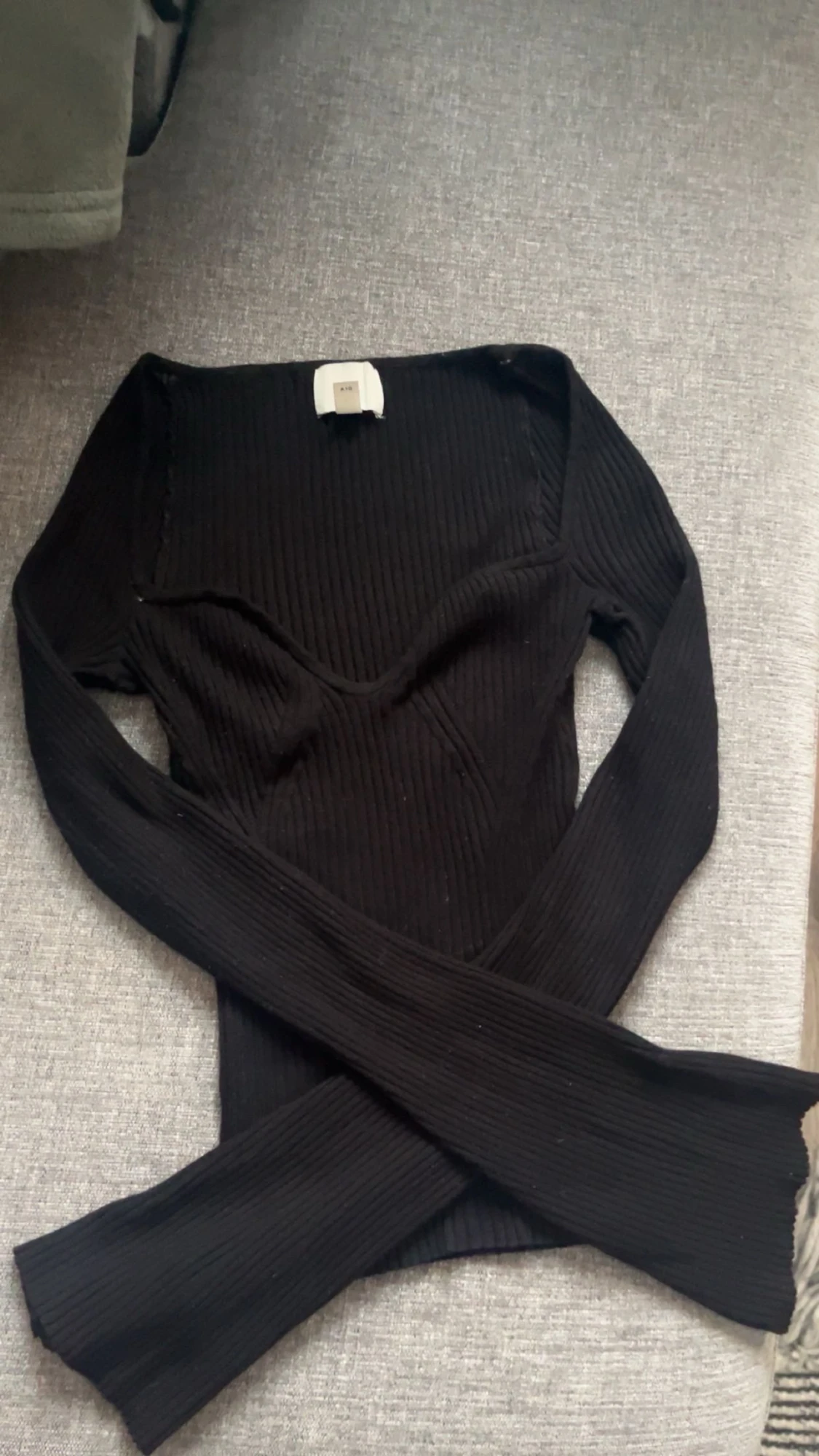 Svart ribbad långärmad topp H&M XS - 1