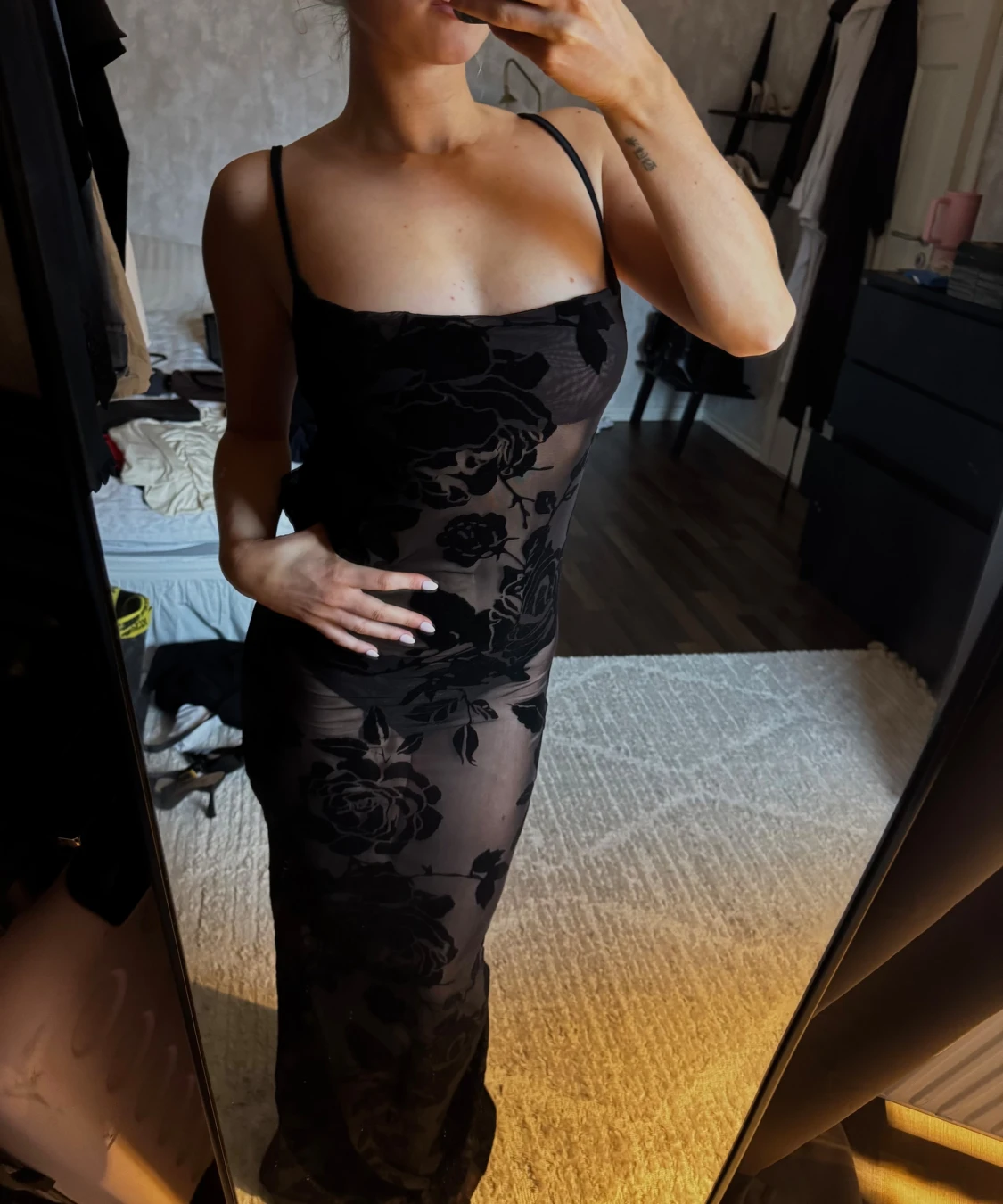 Svart  mesh långklänning - 3