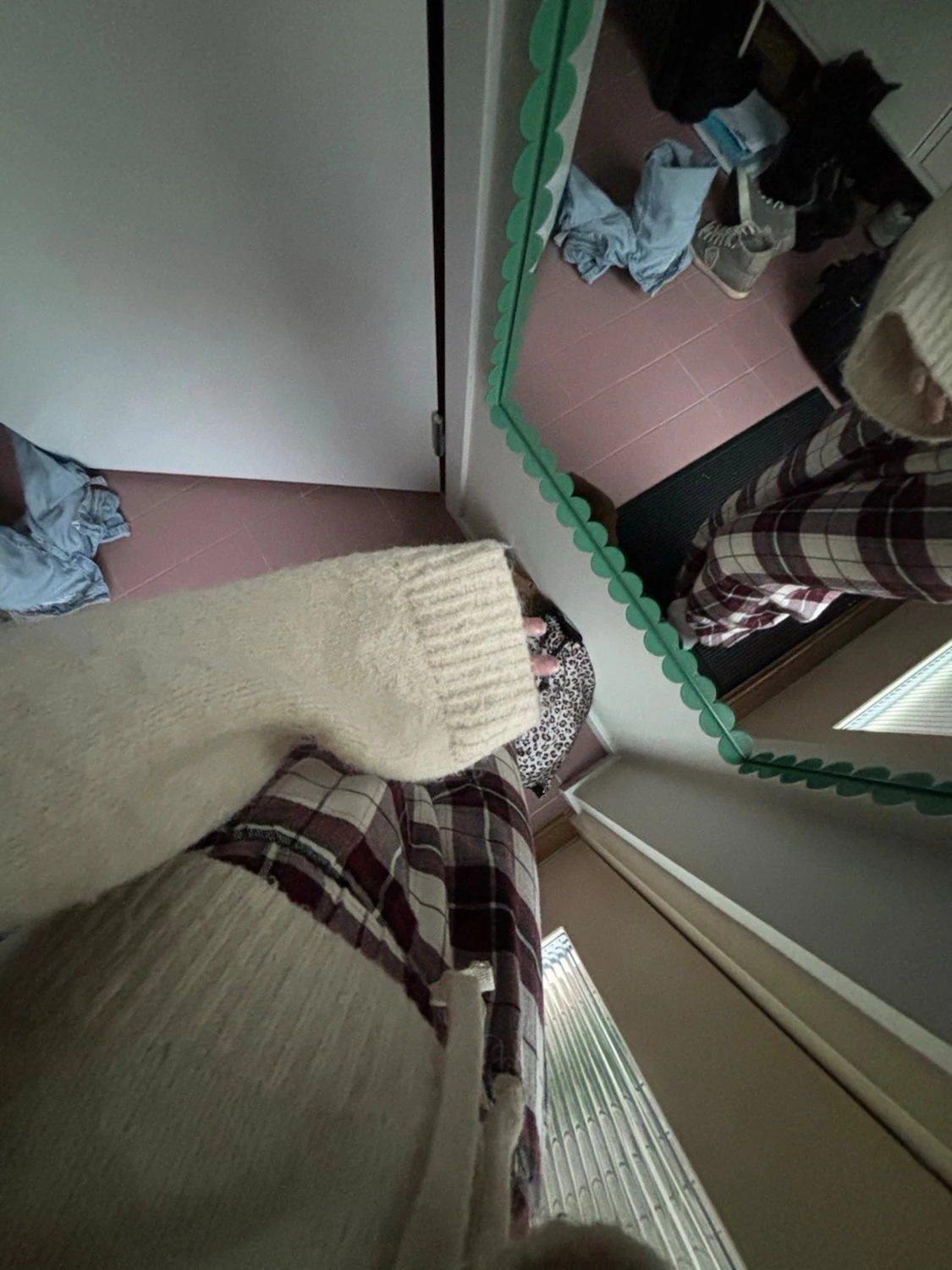 Beige stickad hoodie - 2