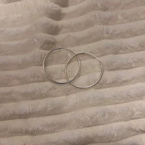  Silvriga örhängen -  Ett par super söta örhängen, (hoops) aldrig använda men tvättas så klart innan jag postar dem💗 Skriv ifall ni vill ha mer bilder