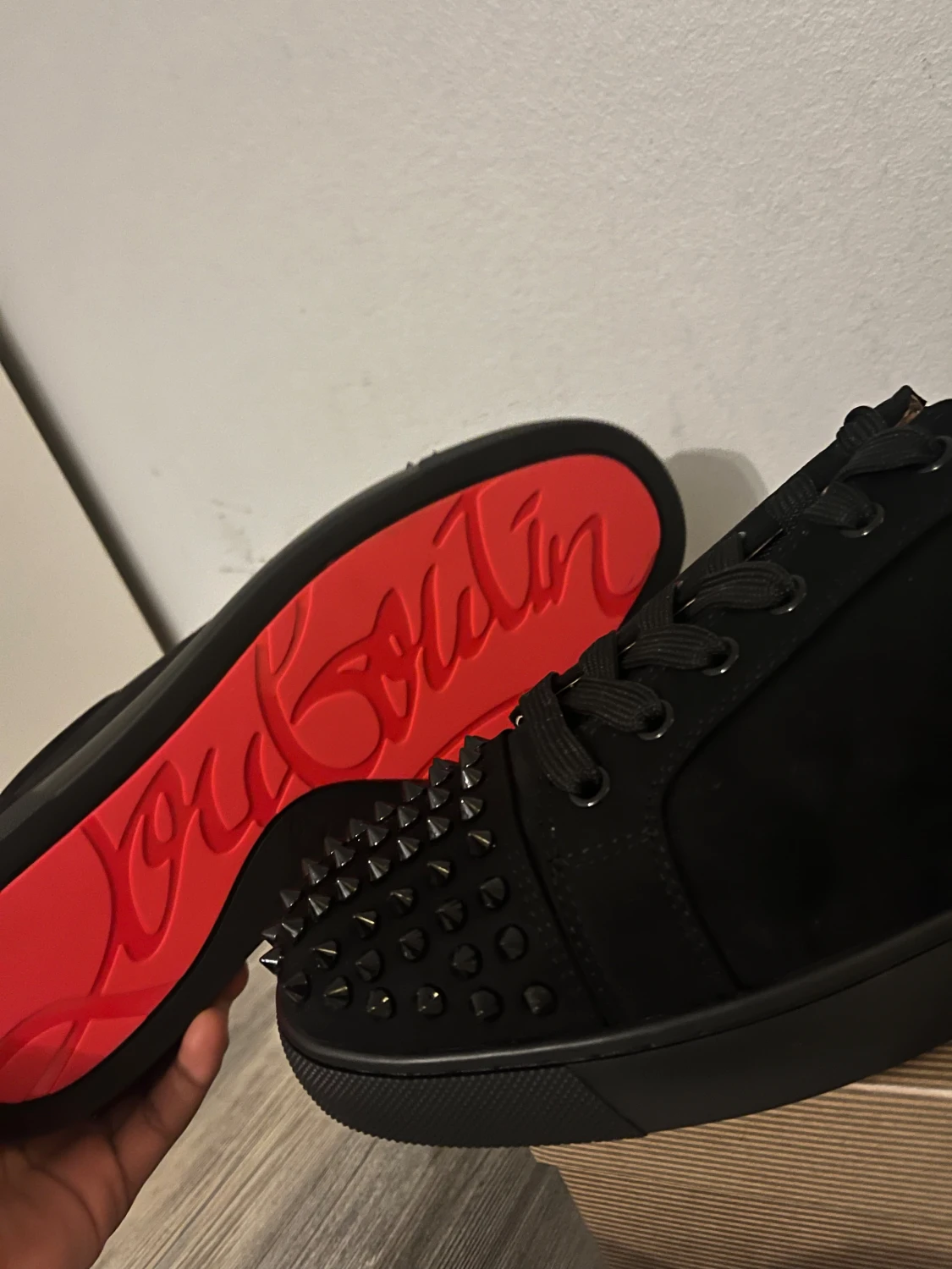 Christian Louboutin svarta sneakers med nitar - 2