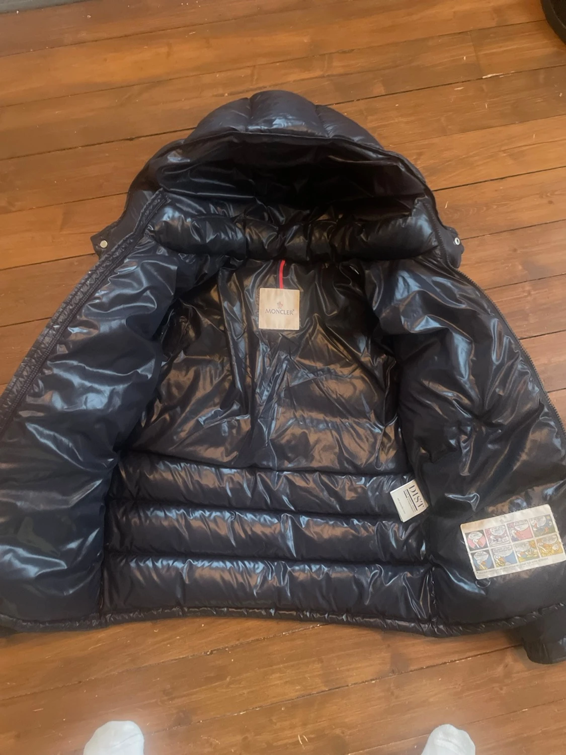 Mörkblå  Moncler pufferjacka med huva - 3