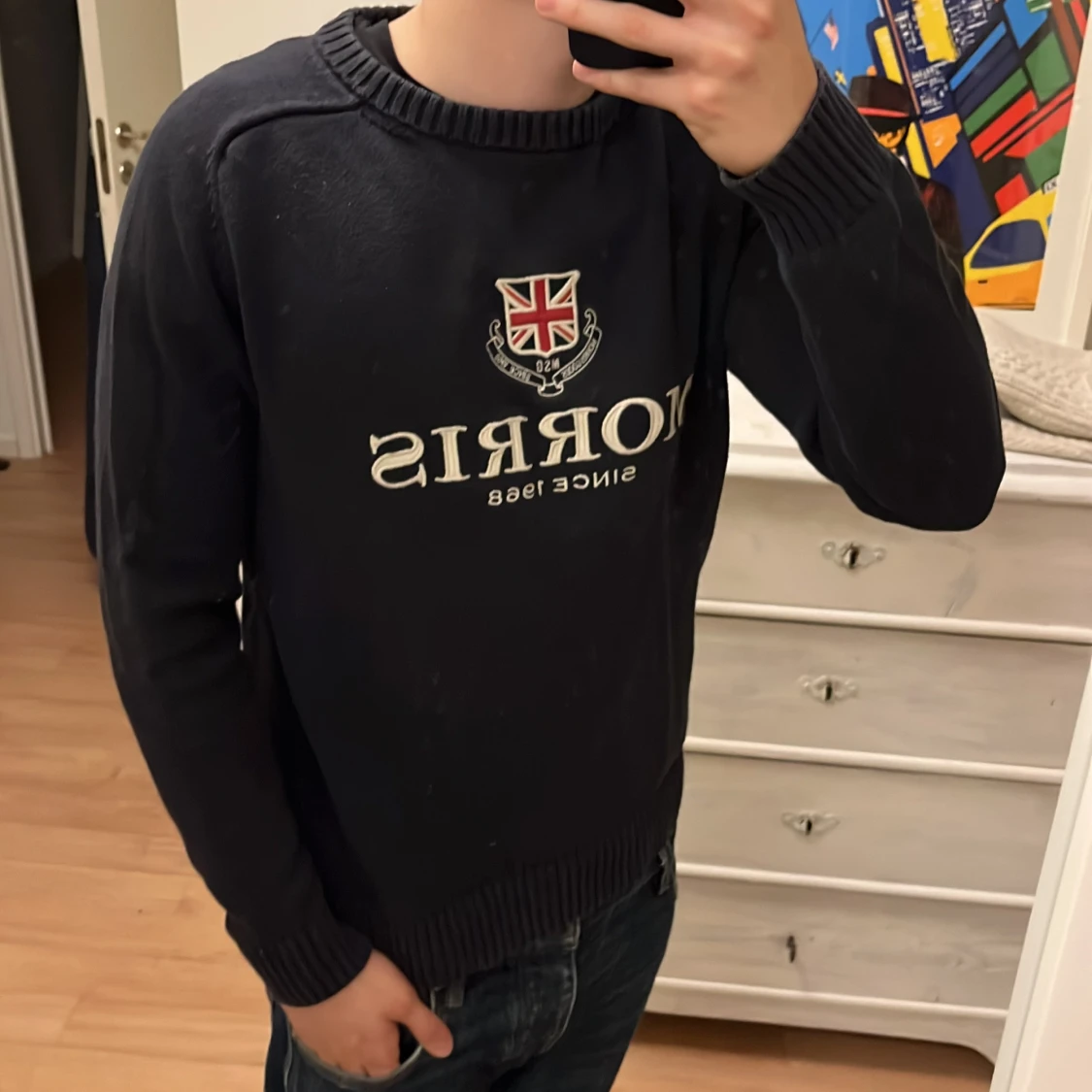 Stickad Morris tröja mörkblå - 4