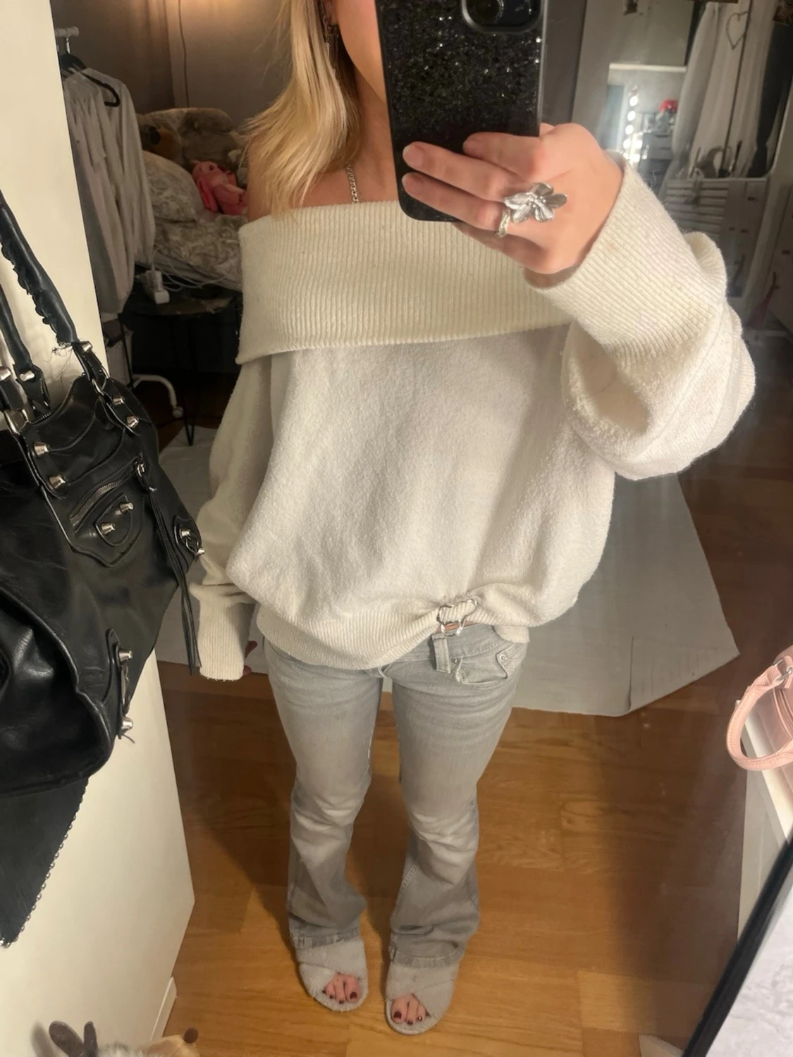 Vit off shoulder tröja  - 1